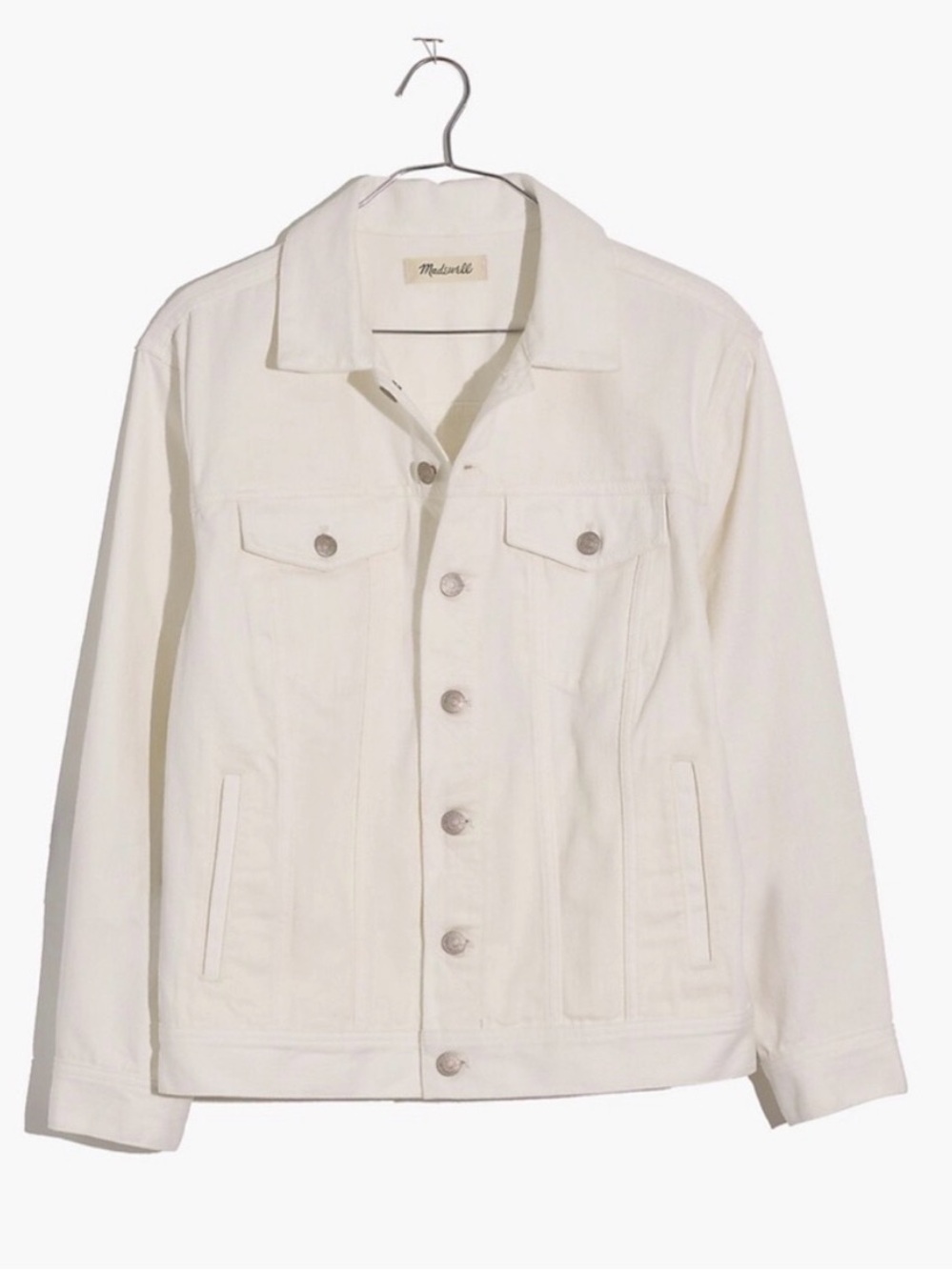 madewell oversized white trucker jacket